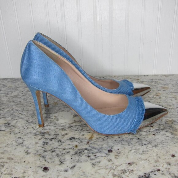 Kate Spade Luciana Fringe Denim Heels Size 8.5 - Picture 5 of 9